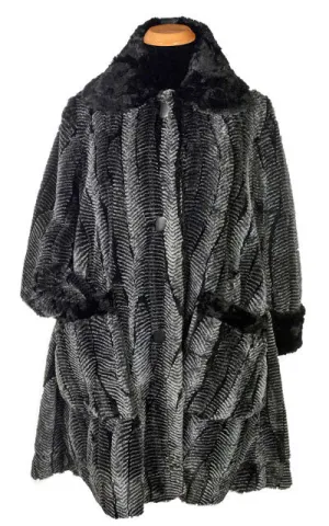 Garland Swing Coat - Luxury Faux Fur in Nightshade with Cuddly Fur in Black (Sold Out!)