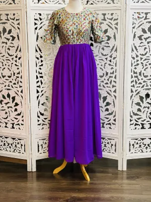 Pastel Green and Violet Long Gown