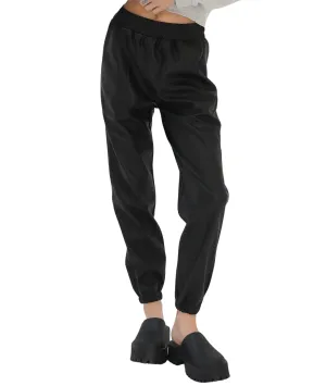 Utility Faux Leather Jogger- Black